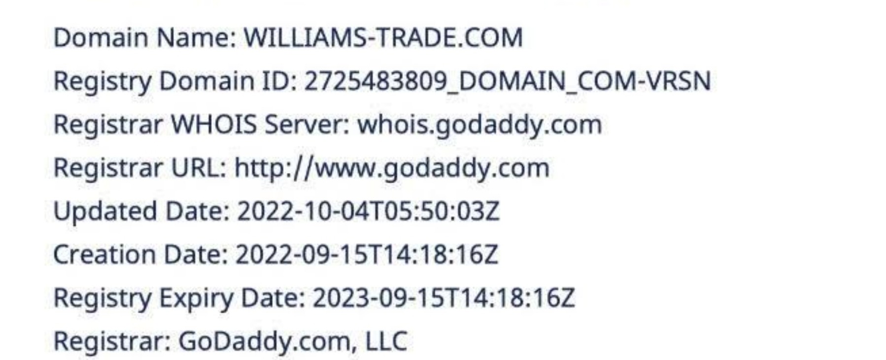 Williams Trade регистрация домен