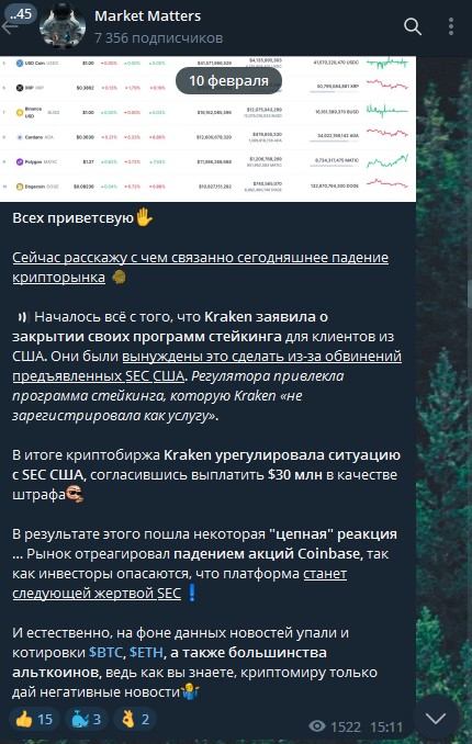 Телеграм канал Market Matters обзор