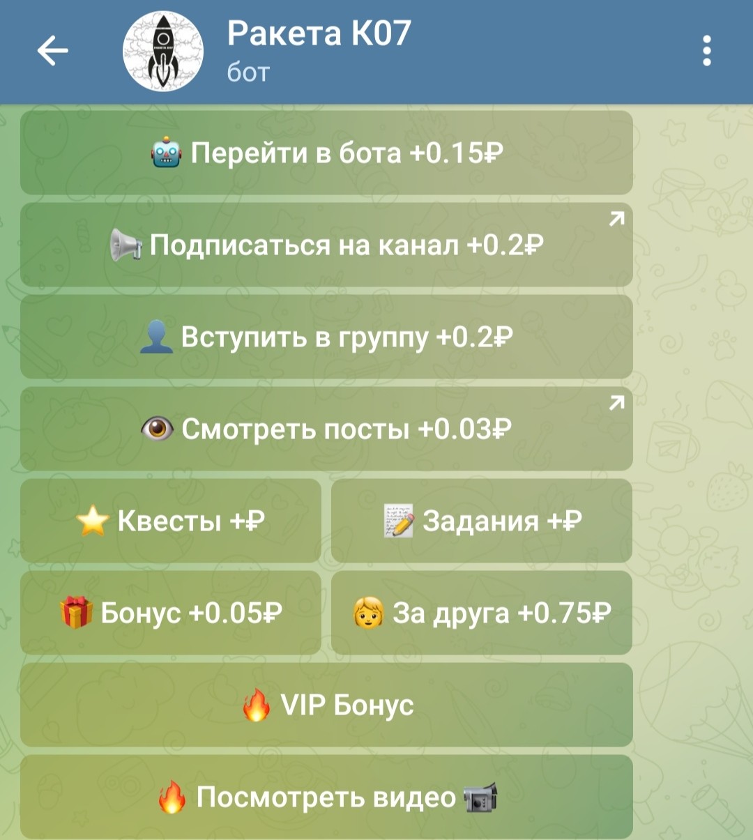 Обзор телеграм бота Ракета К07