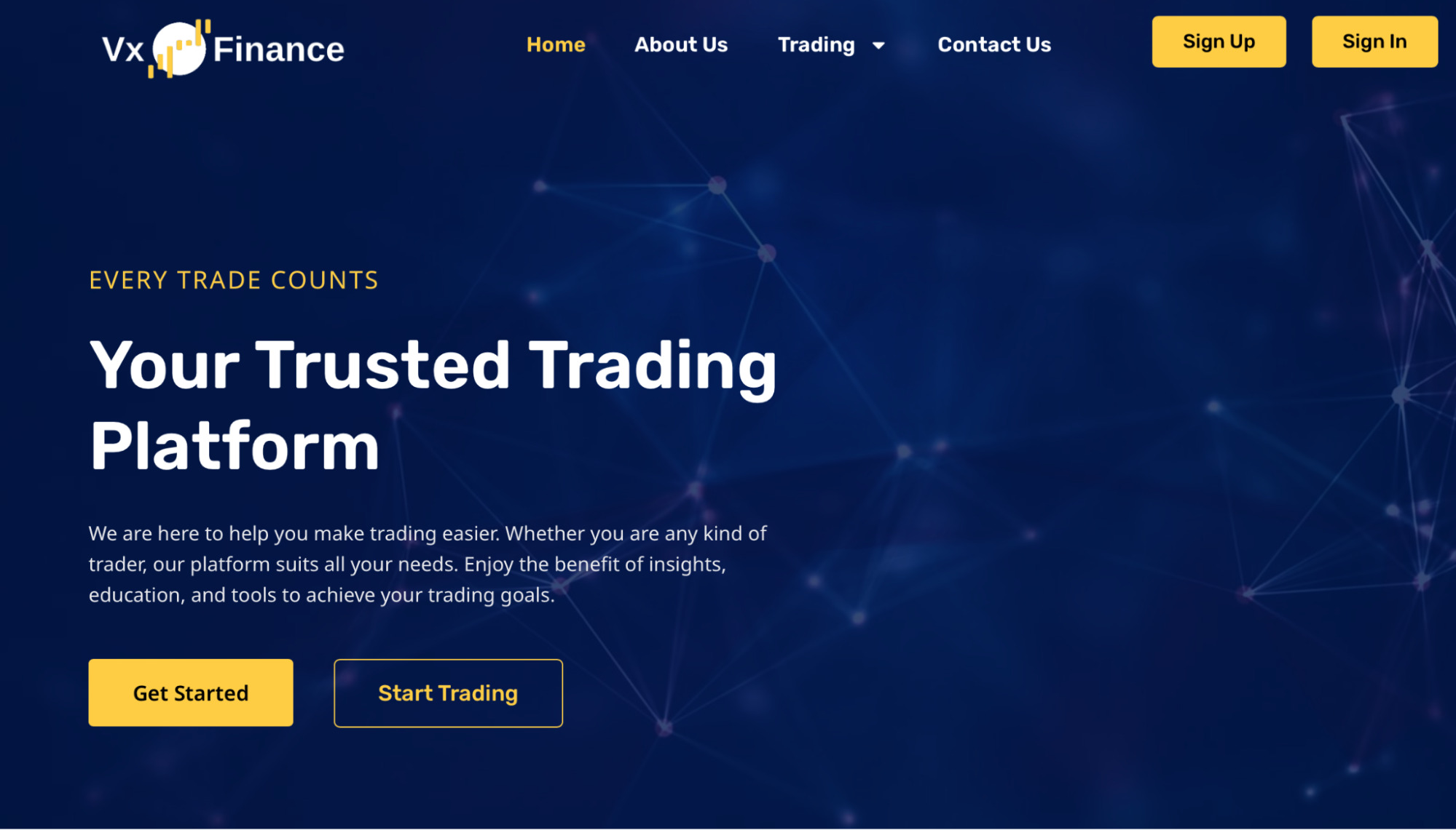 Сайт платформы Vx finance